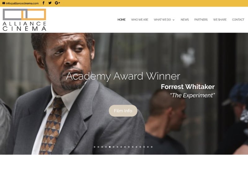 Alliance Cinema Website Screenshot