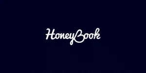 HoneyBook Full Logo White on Dark Blue